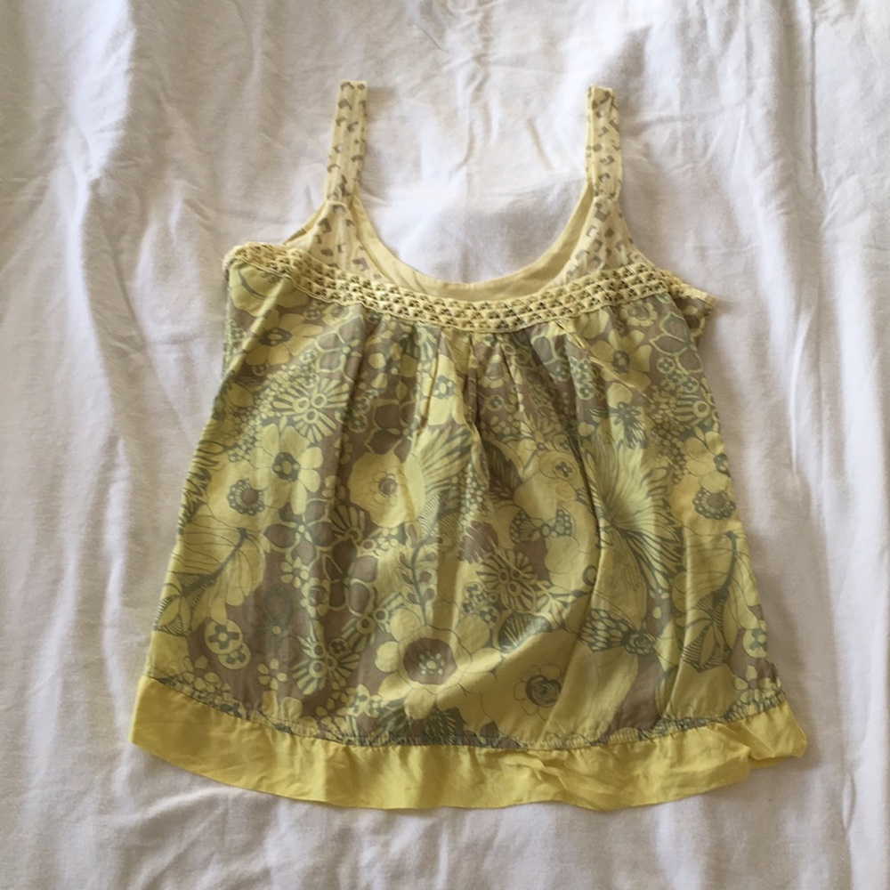 Women’s Yellow Floral Tank Top, Small 4/6
